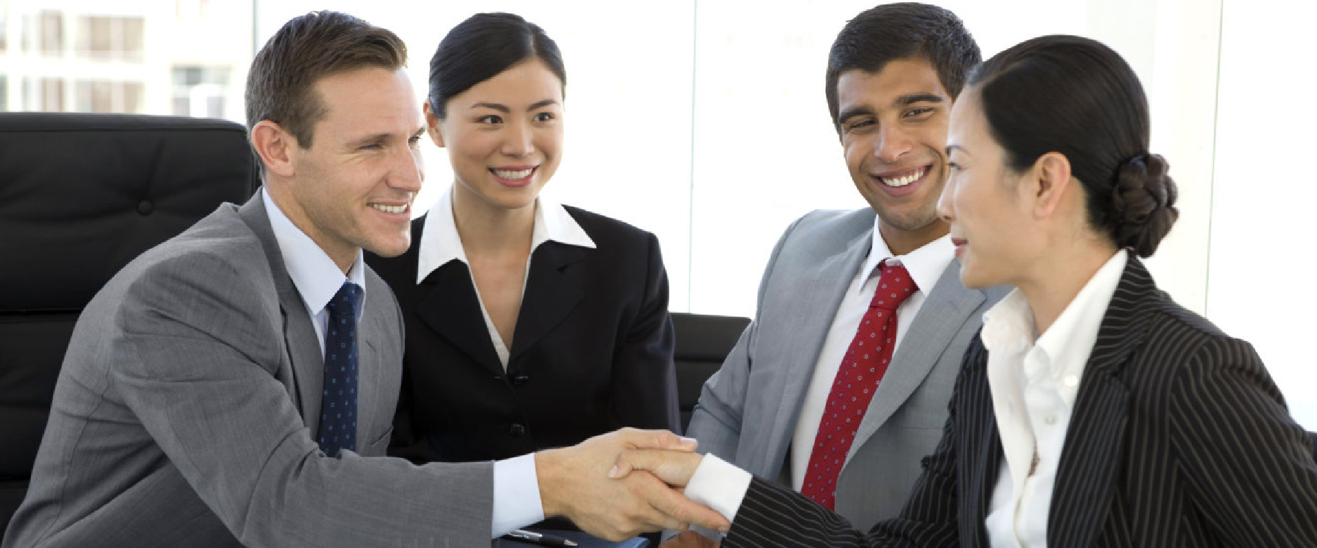 Man and woman shaking hands